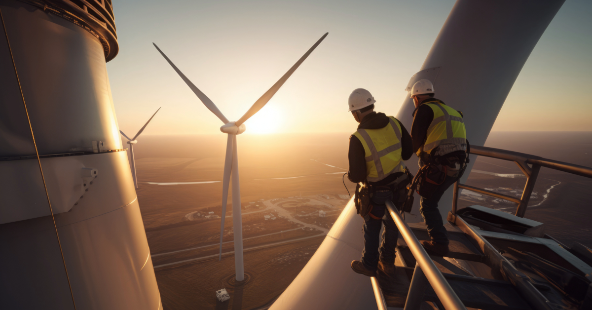 Lucrători de întreținere la mare înălțime în sectorul energiei regenerabile
