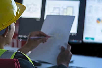 Worker checking data