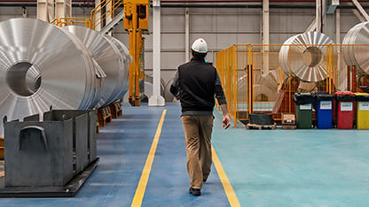 Auditor in inustrial site interior